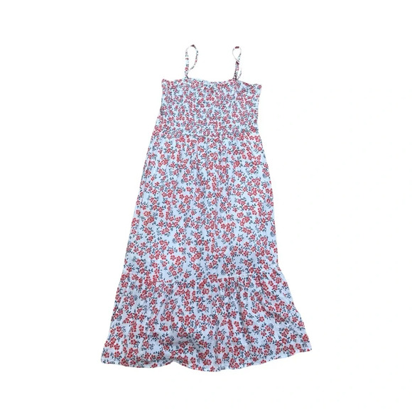 GAP Smocked Midi Dress white Red And Blue Floral Dress Size Medium - Picture 4 of 10